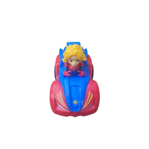 Marvel Super Hero Pull Back Car Captain Marvel 2022 Toy Vehicle 4 Inch Blue Red - Picture 1 of 7